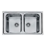 Lavello da Incasso in Acciaio Inox Misure 86 x 50, Serie 1000 a 2 Vasche, Foster