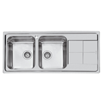 Lavello ad Incasso in Acciaio Inox Misure 116 x 50 Serie 1000 a 2 Vasche con Piano Sinistro, Foster