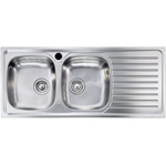 Lavello Siros in Acciaio Inox da Incasso a due Vasche Piano a Destra, Musure Cm. 116 x 50 3", Eldis