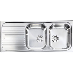 Lavello Mondial in Acciaio Inox da Incasso a due Vasche con Piano a  Sinistra, Misure Cm. 116 x 50 3, Eldis