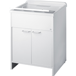 Lavatoio Junior con Mobile a due Ante, Vasca Acrilica, Misure Cm. 60 x 60 x 85, Da Assemblare,Escluso Miscelatore, Incluso Sifone di Scarico In Plastica,Colore Bianco, CR