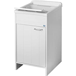 Lavatoi Junior con Mobile ad una Anta, Vasca Acrilica, Misure Cm. 50 x 45, Da Assemblare,Escluso Miscelatore, Incluso Sifone di Scarico In Plastica, Colore Bianco, CR