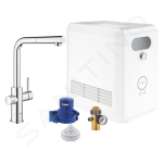 Distributore Starter Kit Blue Professional, con Rubinetto a Bocca L, Rotazione a 360°, Eroga Acqua a Temperatura Ambiente, Refrigerata e/o Gassata, Viene Fornito senza Filtro Decloratore, Bombola CO2 e Riduttore di Pressione, Grohe