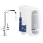 Distributore Starter Kit Blue Home con Rubinetto a Bocca a U e Rompigetto Estraibile, Eroga Acqua a Temperatura Ambiente, Refrigerata e/o Gassata, Fornito senza Filtro Decloratore, Bombola CO2 e Riduttore di Pressione, Erogazione Max 1,5 Litri Ogni 20 Min