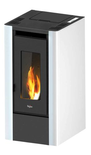 Stufa a pellet ventilata in acciaio 5,5KW, colore antracite, modello Eliott 7, marca Pegaso, Puglia Termica