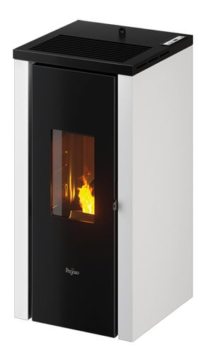 Stufa a pellet ventilata in acciaio 7KW, colore antracite, modello Vera7, marca Pegaso, Puglia Termica