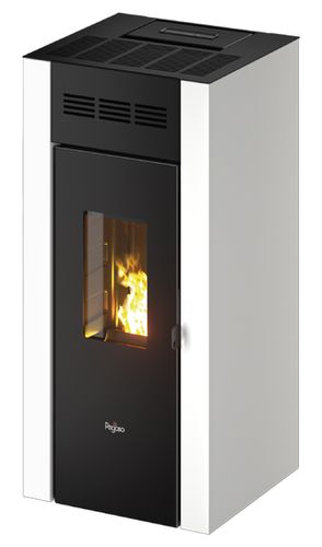 Stufa a pellet ventilata in acciaio 8,5KW, colore bordeaux, modello Elane9, marca Pegaso, Puglia Termica