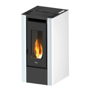 Stufa a pellet ventilata in acciaio 5,5KW, colore antracite, modello Eliott 7, marca Pegaso, Puglia Termica