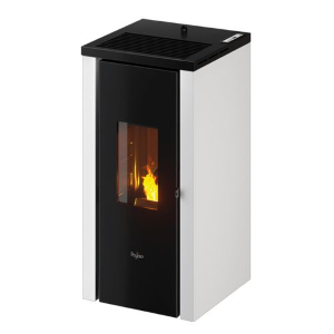 Stufa a pellet ventilata in acciaio 7KW, colore bordeaux, modello Vera7, marca Pegaso, Puglia Termica