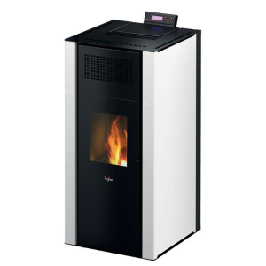 Termostufa a pellet in acciaio 22,8KW, colore bianco, modello Mira22, marca Pegaso, Puglia Termica