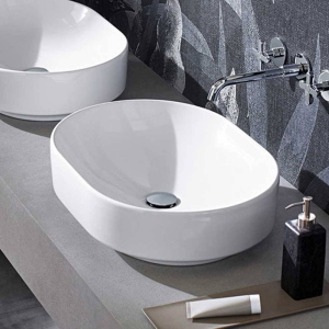 LAVABO DA APPOGGIO ELLITTICO "VARIFORM" SPR SENZA FORO RUBINETERIA E SENZA FORO TROPPOPIENO